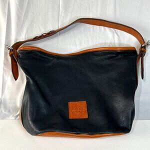 Rebecca Ray "Bella" Black Pebble Leather Slouch Bag Satchel Hobo Equestrian